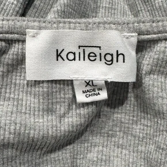 Stitch Fix Kaileigh Grey Ribbed Long Sleeve Bodysuit Women’s XL - Picture 3 of 3